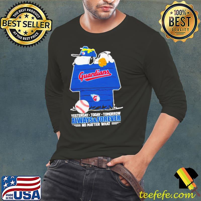 Snoopy And Woodstock Cleveland Guardians Yesterday, Today, Tomorrow Always And Forever No Matter What s Long Sleeve Tee Snoopy And Woodstock Cleveland Guardians Yesterday, Today, Tomorrow Always And Forever No Matter What s Long Sleeve Tee