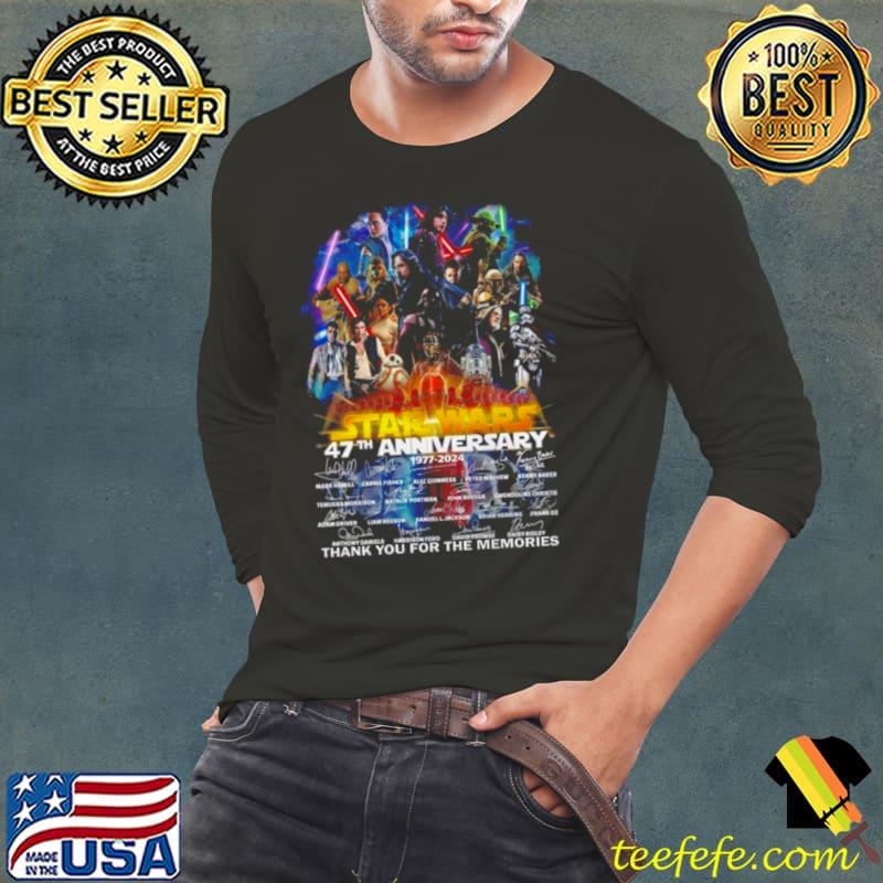 Star Wars 47Th Anniversary 1977 2024 Thank You For The Memories Signatures Shirt Long Sleeve Tee Star Wars 47Th Anniversary 1977 2024 Thank You For The Memories Signatures Shirt Long Sleeve Tee