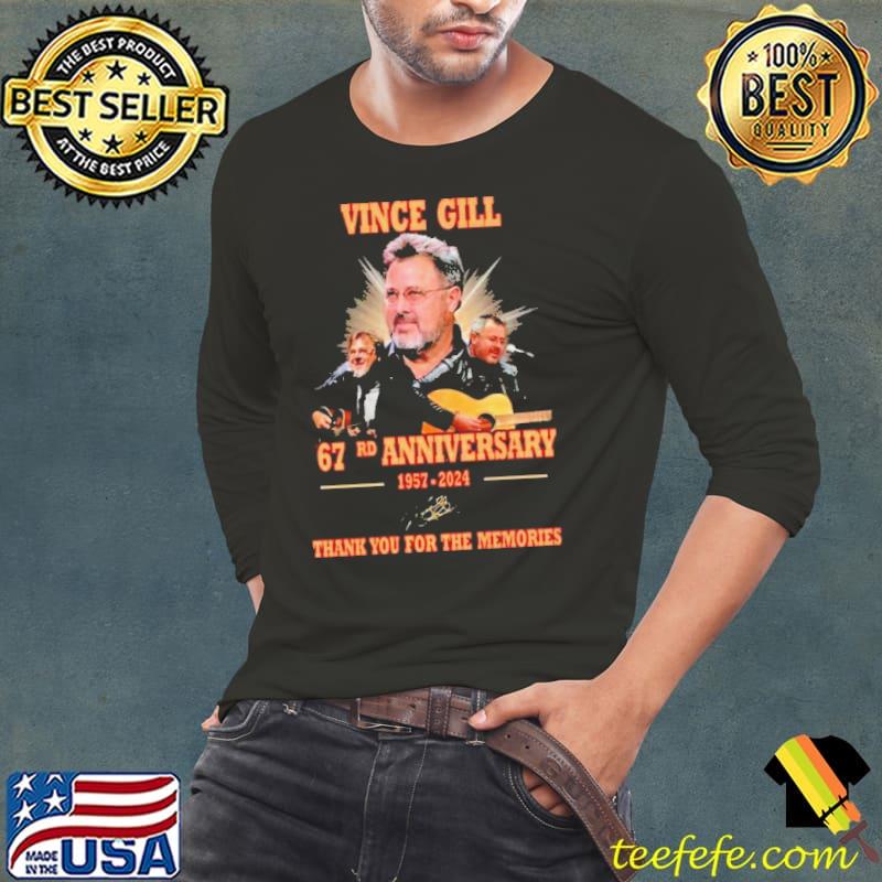 Vince Gill 67rd Anniversary 1957-2024 Thank You For The Memories Signature s Long Sleeve Tee Vince Gill 67rd Anniversary 1957-2024 Thank You For The Memories Signature s Long Sleeve Tee
