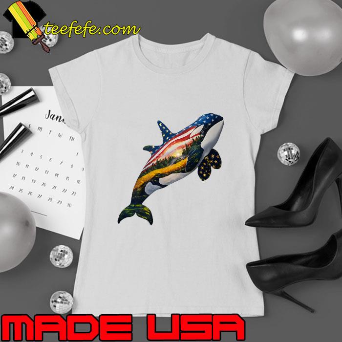 4th Of July Flag USA Orca Fathers Day T-Shirt