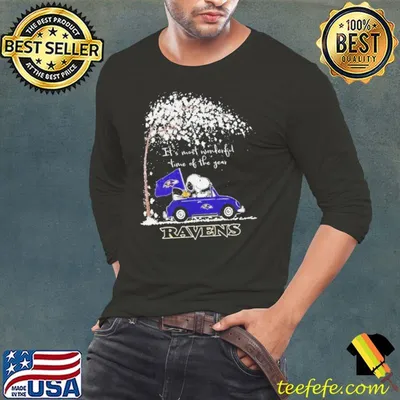 Baltimore Ravens Snoopy And Woodstock Driving Car It’s Most Wonderful Time Of The Year Bears