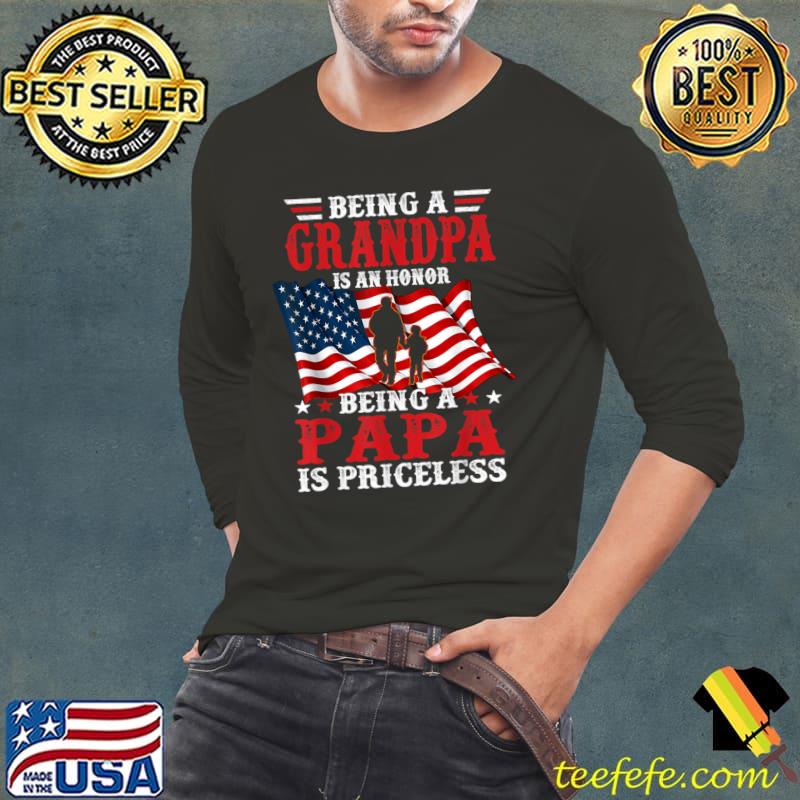 Being Grandpa is an Honor Being Papa is Priceless Father Dad Usa flag T-Shirt