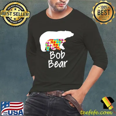 Bob Autism Awareness Bear Rainbow Puzzle Ribbon Day T-Shirt
