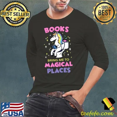Books Bring Me to Magical Places Unicorn Reading in Toilet T-Shirt