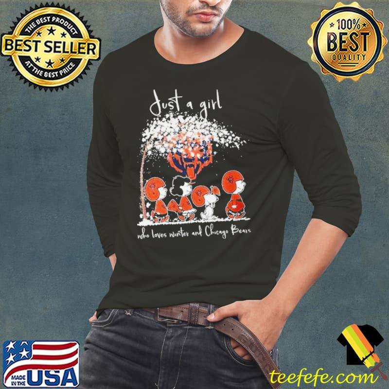 Chicago Bears Peanuts Snoopy A Girl Who Loves Winter And Bears Long Sleeve Tee Chicago Bears Peanuts Snoopy A Girl Who Loves Winter And Bears Long Sleeve Tee