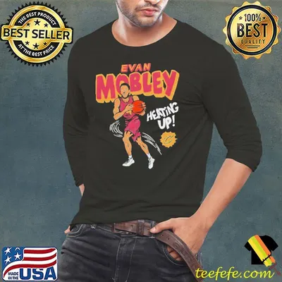 Cleveland Cavaliers Evan Mobley heating up comic book shirt