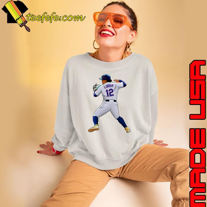 Francisco Lindor #12 In Action Puerto Rican professional baseball shortstop T-Shirt Sweatshirt Francisco Lindor #12 In Action Puerto Rican professional baseball shortstop T-Shirt Sweatshirt