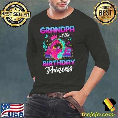 Grandpa Of The Birthday Princess Rockstars Headphone T-Shirt