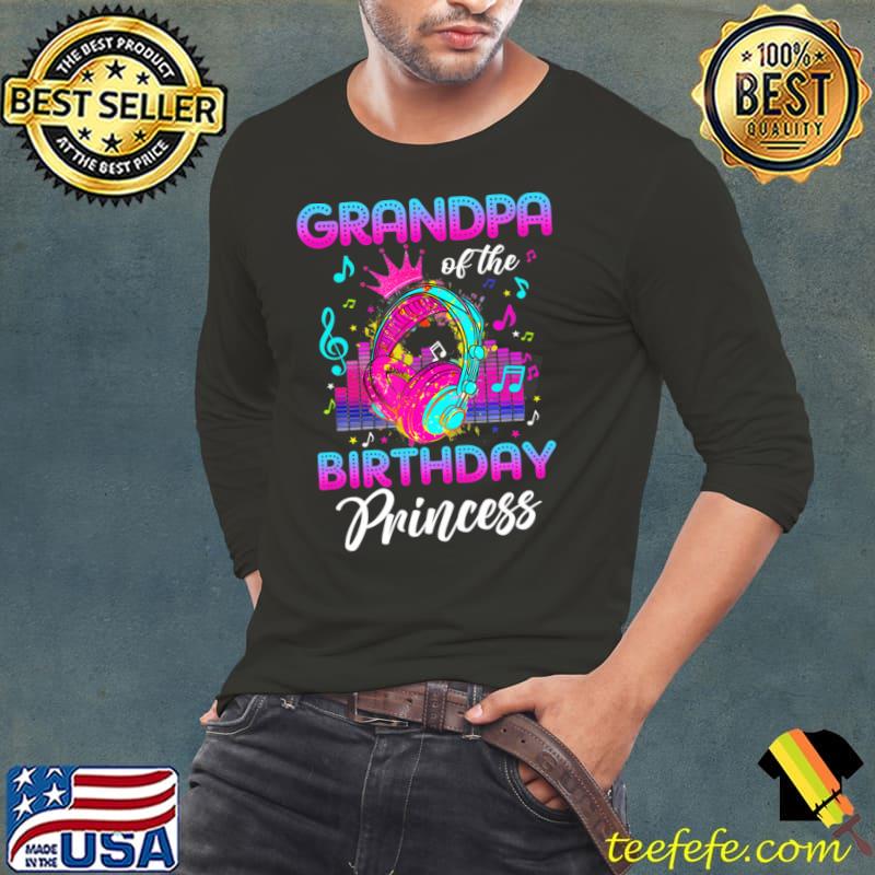 Grandpa Of The Birthday Princess Rockstars Headphone T-Shirt