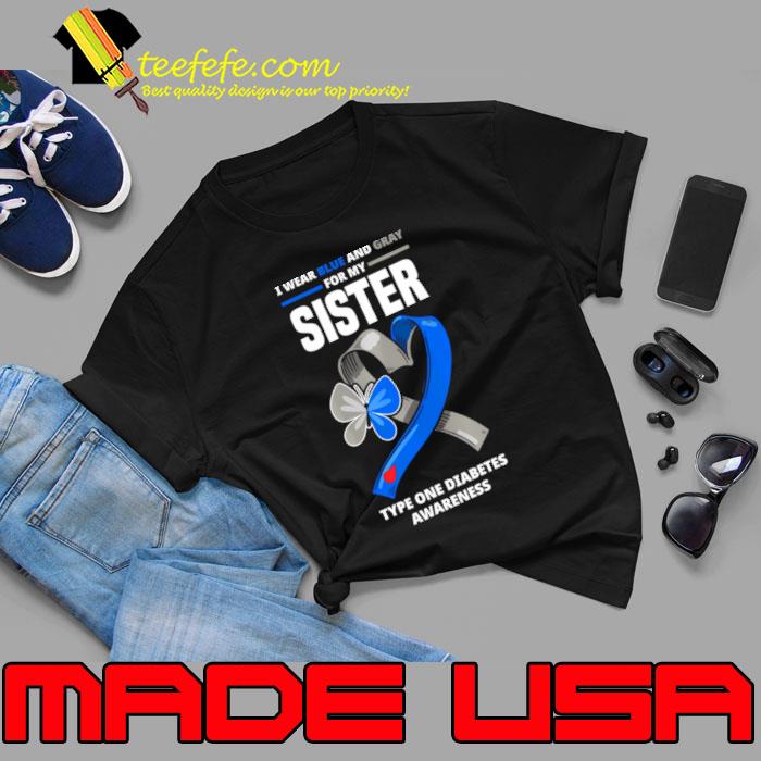 I Wear Blue Gray For My Sister Type Diabetes Butterfly T-Shirt Unisex I Wear Blue Gray For My Sister Type Diabetes Butterfly T-Shirt Unisex