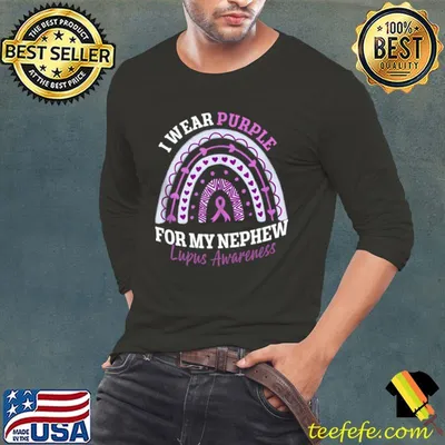 I Wear Purple For My Nephew Lupus Awareness Rainbow T-Shirt