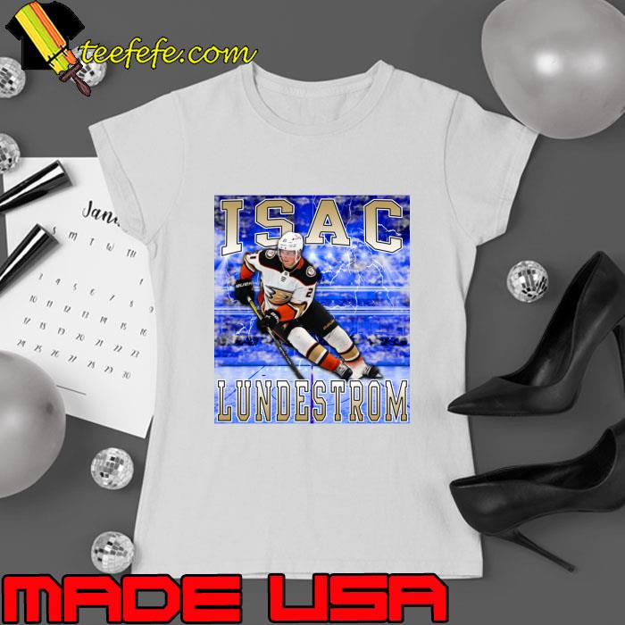 Isac Lundestrom Swedish professional ice hockey forward Anaheim Ducks T-Shirt Ladies tee Isac Lundestrom Swedish professional ice hockey forward Anaheim Ducks T-Shirt Ladies tee