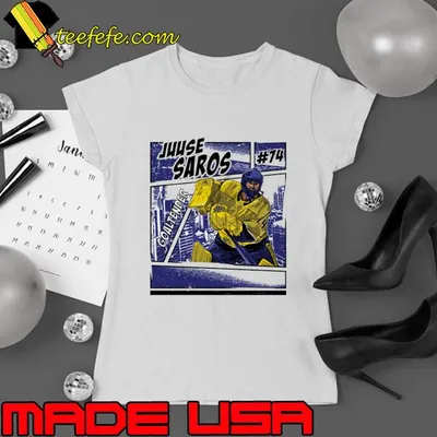 Juuse Saros Nashville Comic Finnish professional ice hockey goaltender T-Shirt