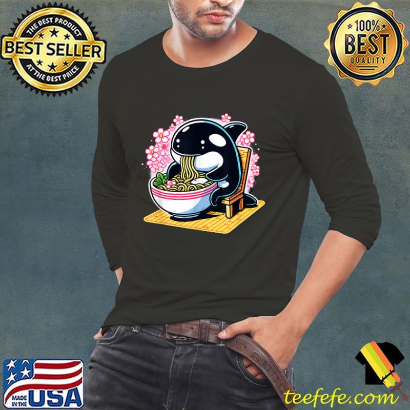 Kawaii Orca Whale Eating Ramen T-Shirt