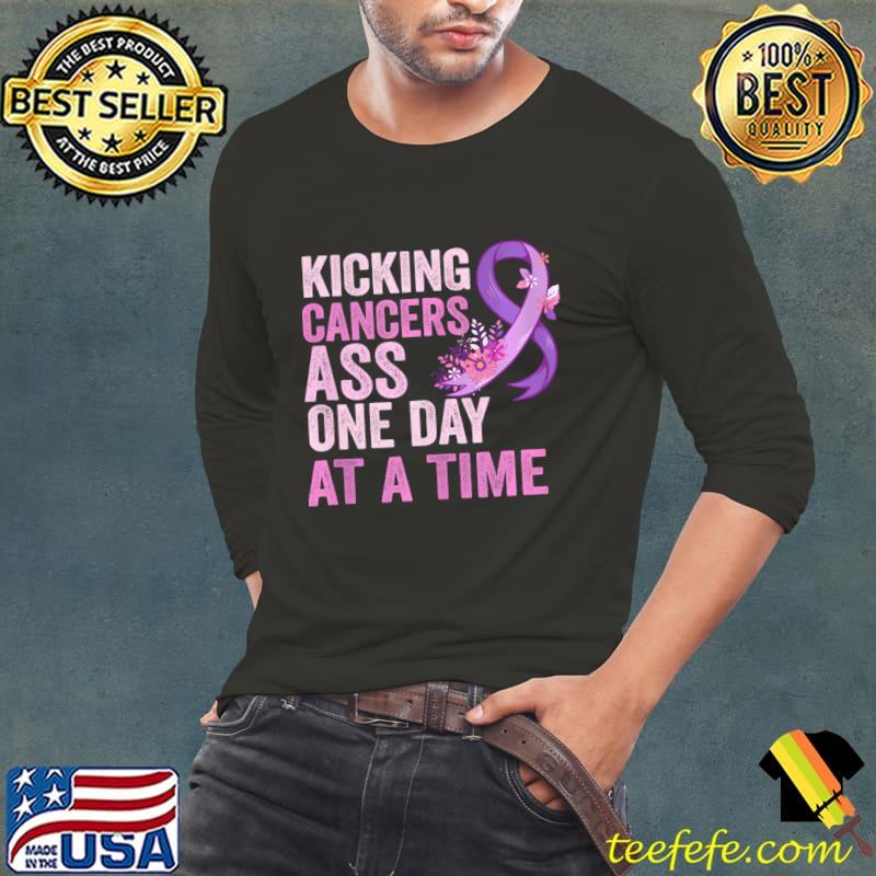 Kicking Cancers Ass One Day At A Time Flower T-Shirt
