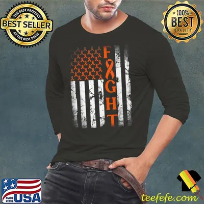 Leukemia Ribbon Fight American Flag Leukemia Awareness T-Shirt