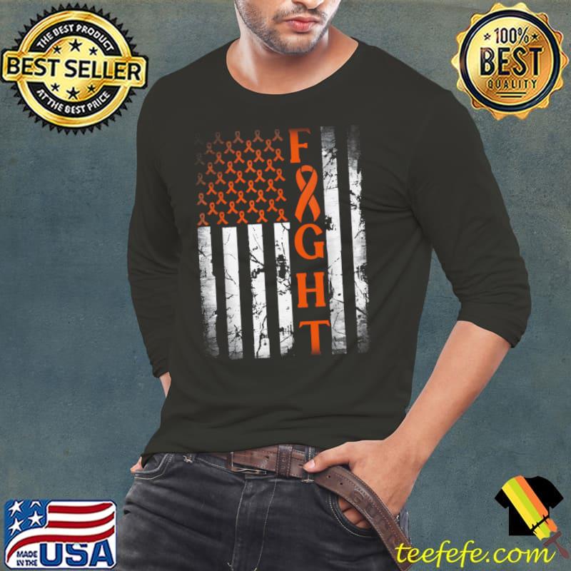 Leukemia Ribbon Fight American Flag Leukemia Awareness T-Shirt
