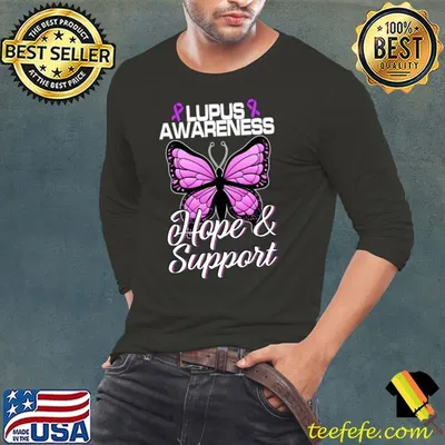 Lupus Awareness Hope And Support Butterfly Ribbon World Lupus Day T-Shirt