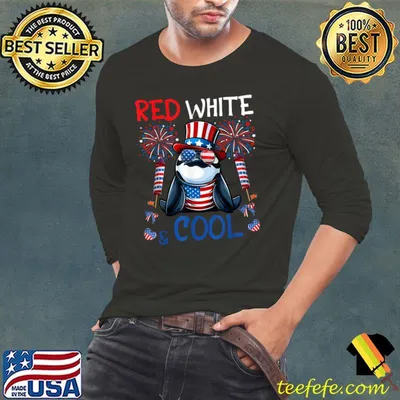 Red White And Cool Costume Orca Sunglasses 4th July Fireworks T-Shirt