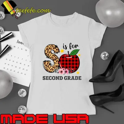 S Is For Second Grade Teacher Leopard Back To School T-Shirt