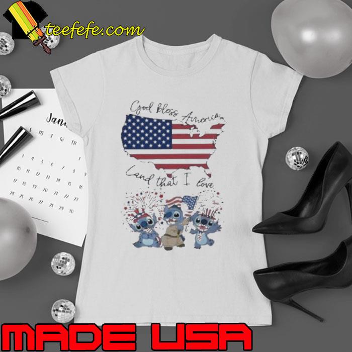 Stitch God Bless America Land That I Love Fan Shirt