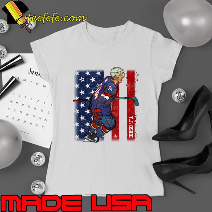 T.J. Oshie American professional ice hockey right winger Washington Sketch Flag T-Shirt