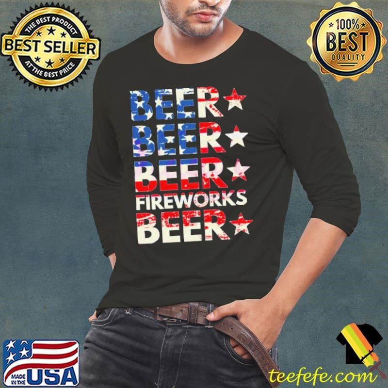 4th Of July Beer Fireworks American Flag 2024 Shirt
