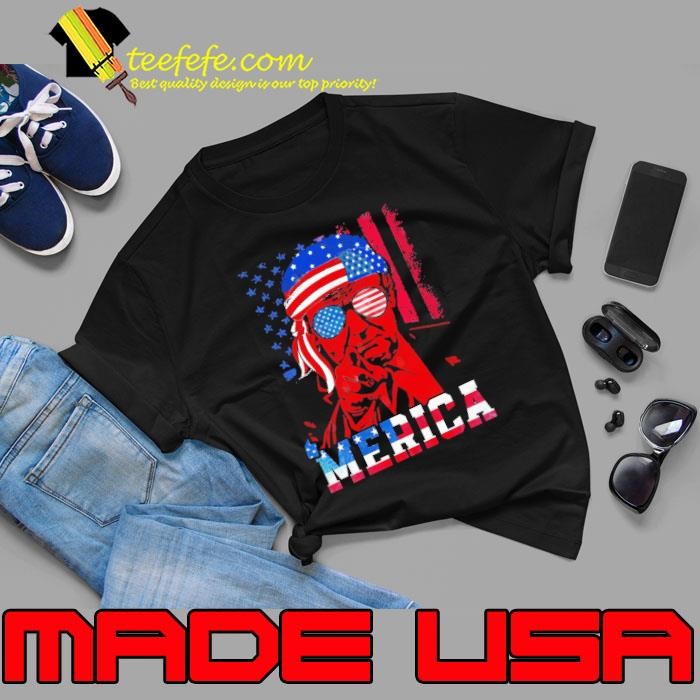 4th of July Trump 2020 Merica Patriotic Sunglasses USA Flag Shirt