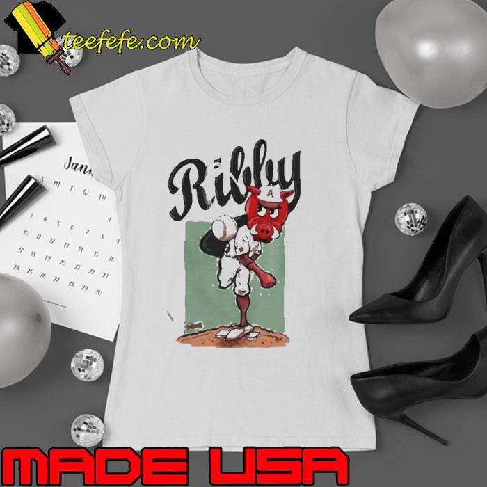Arkansas HogToons Throwing Ribby Raglan Ladies tee