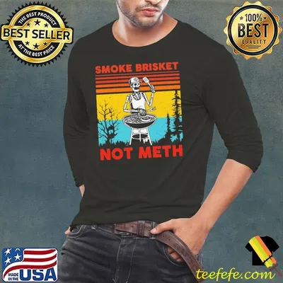 BBQ Skeleton Smoke Brisket Not Meth Grilling Master Skeleton Vintage T-Shirt