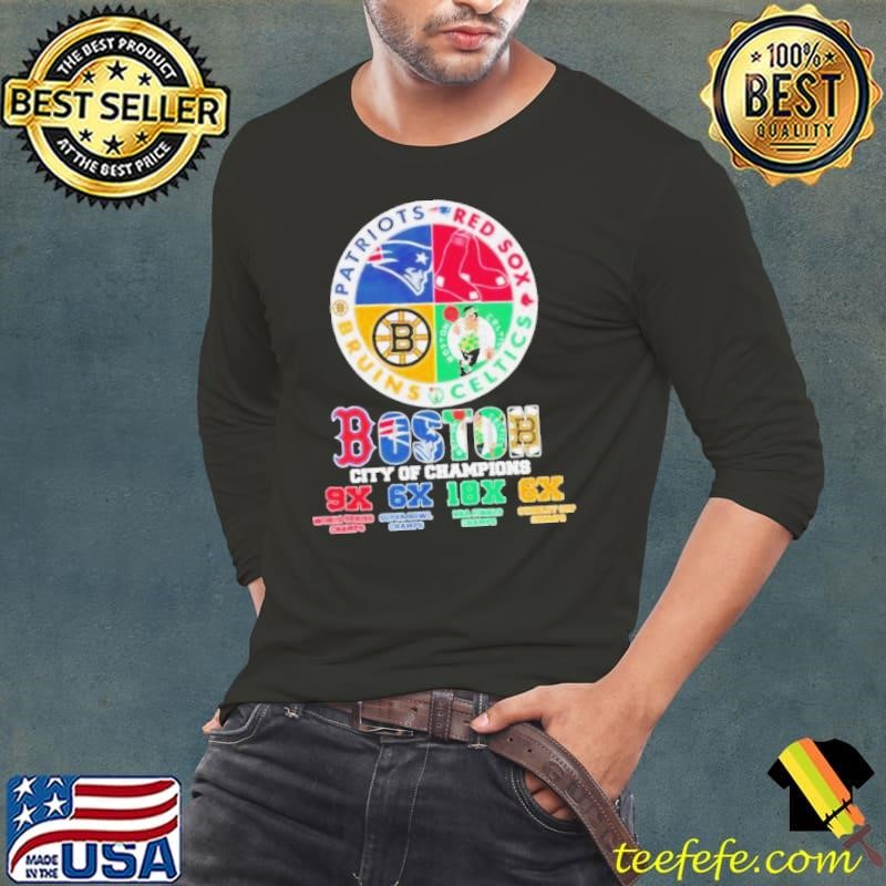 Boston Sports Teams City Of Champions Patriots, Red Sox, Celtics And Bruins Long Sleeve Tee