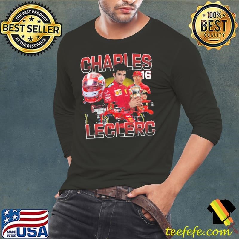 Charles Leclerc Monégasque racing driver currently racing Retro Collage Long Sleeve Tee