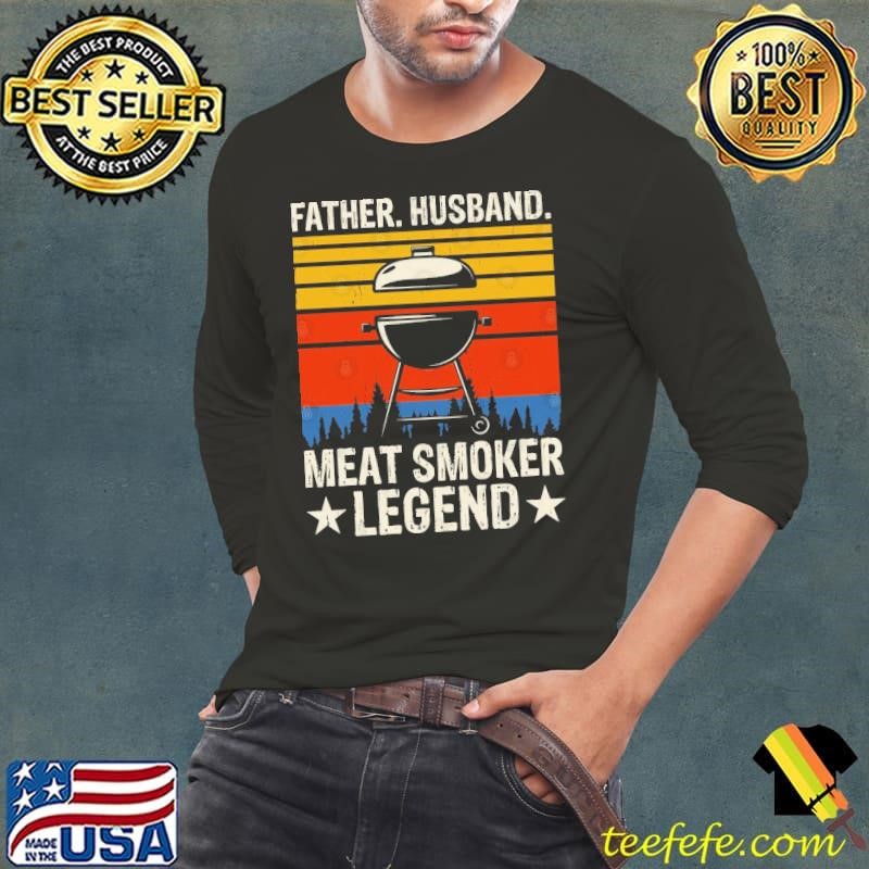 Father Husband Meat Smoker Legend BBQ Vintage Long Sleeve Tee