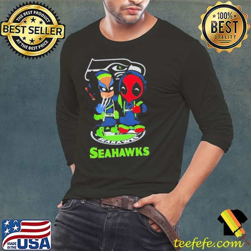 Friends Marvel Deadpool Wolverine Seattle Seahawks Long Sleeve Tee