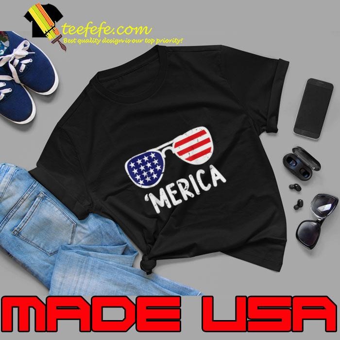 Merica Sunglasses 4th of July American flag T-Shirt