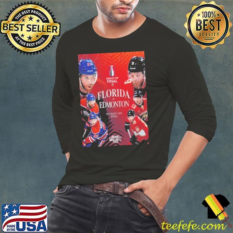 Nhl Stanley Cup Playoffs 2024 Final Matchup Florida Panthers Vs Edmonton Oilers Poster Long Sleeve Tee
