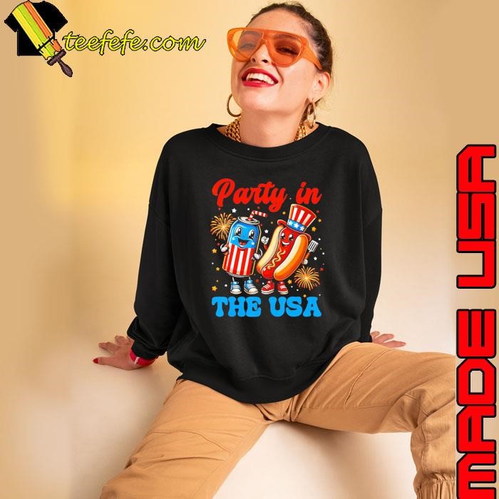 Party In The Usa Hot Dog And Drink 4Th July Sweatshirt