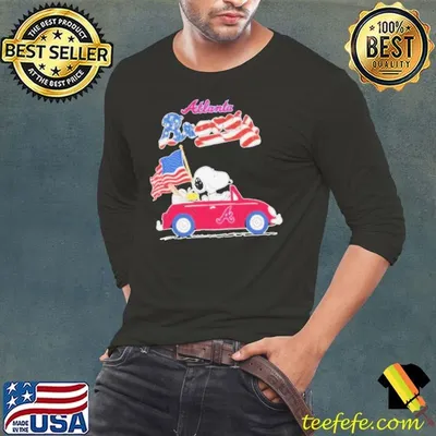 Peanuts Snoopy And Woodstock On Car Atlanta Braves 4th Of July Shirt