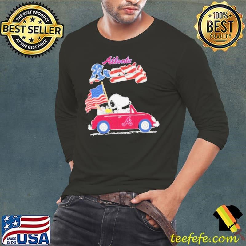 Peanuts Snoopy And Woodstock On Car Atlanta Braves 4th Of July Shirt