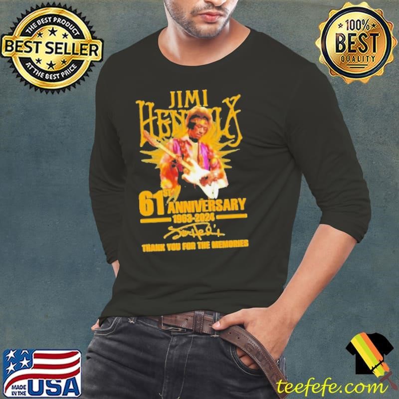 Top Jimi Hendrix 61st Anniversary 1963-2024 Thank You For The Memories Long Sleeve Tee