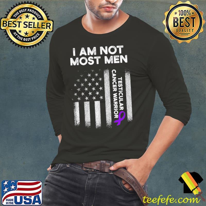 I Am Not Most men Testicular Cancer Survivor Purple Ribbon Warrior Usa Flag shirt