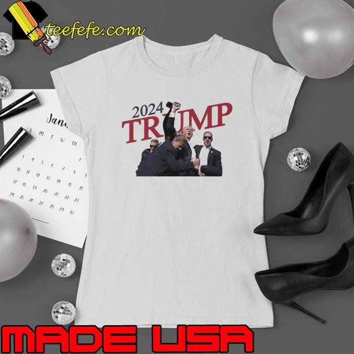 2024 Trump After Being Shot Holding Belt Ladies tee