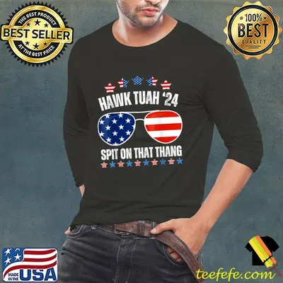 American Flag Sunglasses Hawk Tuah 24 Spit on that Thang Stars T-Shirt