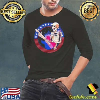Bisexual Skeleton Guitar LGBTQ Pride Bisexuality Flag Shirt