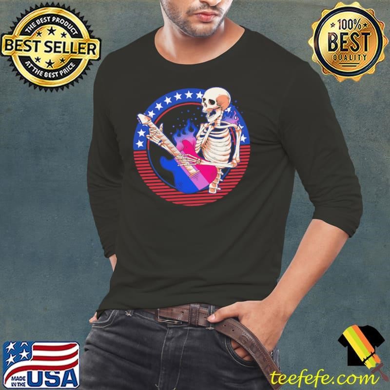 Bisexual Skeleton Guitar LGBTQ Pride Bisexuality Flag Shirt