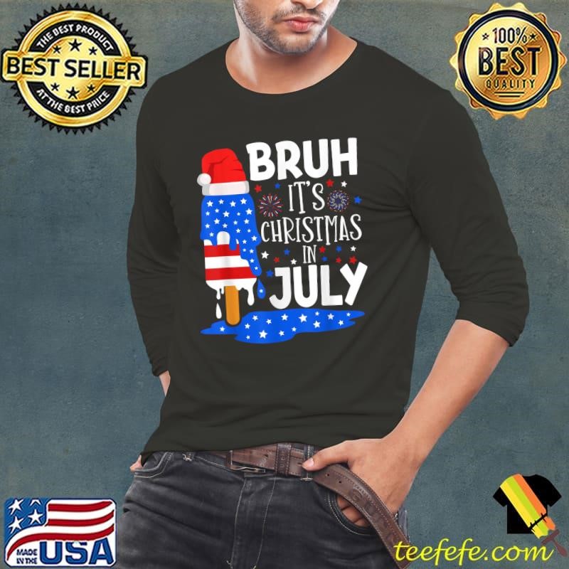 Christmas in July Shirts for Kids Bruh Ice Pops 4th of July T-Shirt