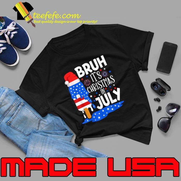 Christmas in July Shirts for Kids Bruh Ice Pops 4th of July Unisex
