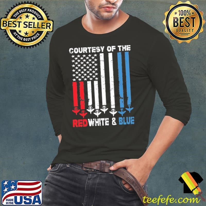 Courtesy Of The Red White And Blue Vintage America US Flag Long Sleeve Tee