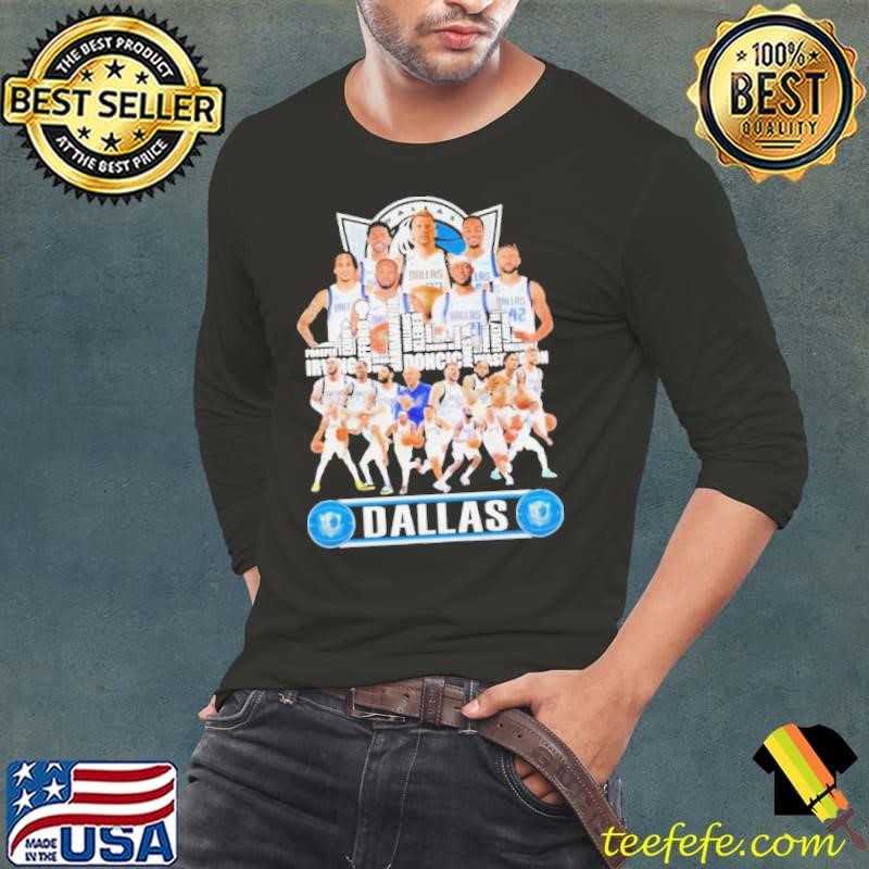 Dallas Skyline Dallas Mavericks Team Players Signatures Long Sleeve Tee