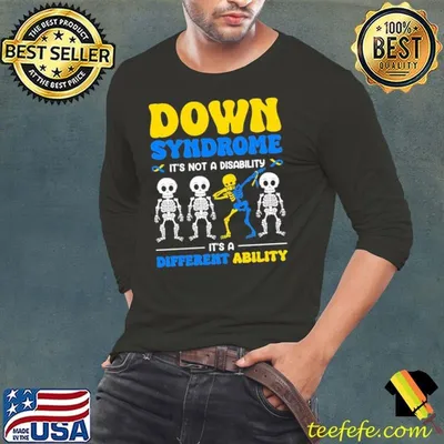 Down Syndrome It's Not A Disability It's A Different Ability Skeleton Dabbing T-Shirt
